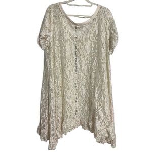 Sweet Baby Jane Sheer Lace Ivory Cover Top Tunic
